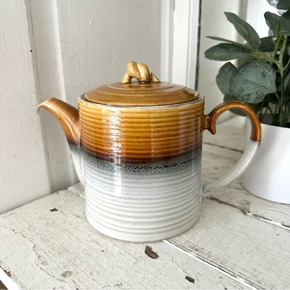 Roscher Stoneware Gradient Neutral Color Teapot Knot Handle Tea Kettle Bohemian - Picture 4 of 12